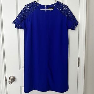 Allen B. By Allen Schwartz Royal Blue Knee Length Short Sleeve Dress Size Medium